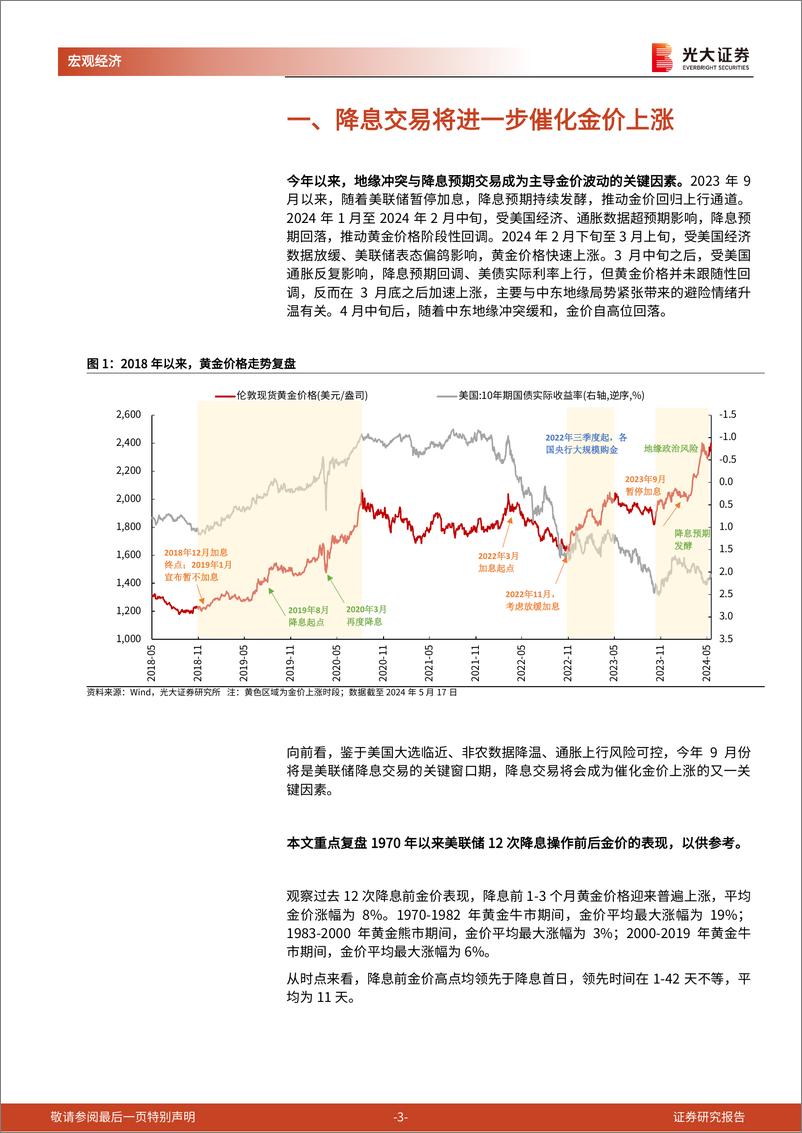 《光大投资时钟》第十三篇：历次降息前后金价表现复盘-240519-光大证券-12页 - 第3页预览图