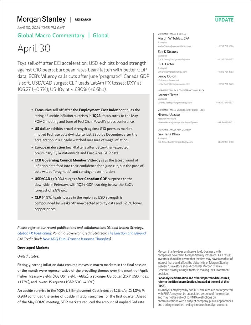 《Morgan Stanley Fixed-Global Macro Commentary April 30-107934460》 - 第1页预览图