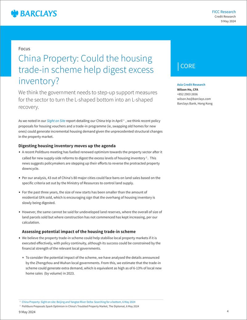 《Barclays_Asia_Credit_Alpha_China_Property_Could_the_housing_trade_in_scheme_help_digest_excess_inventory_》 - 第4页预览图