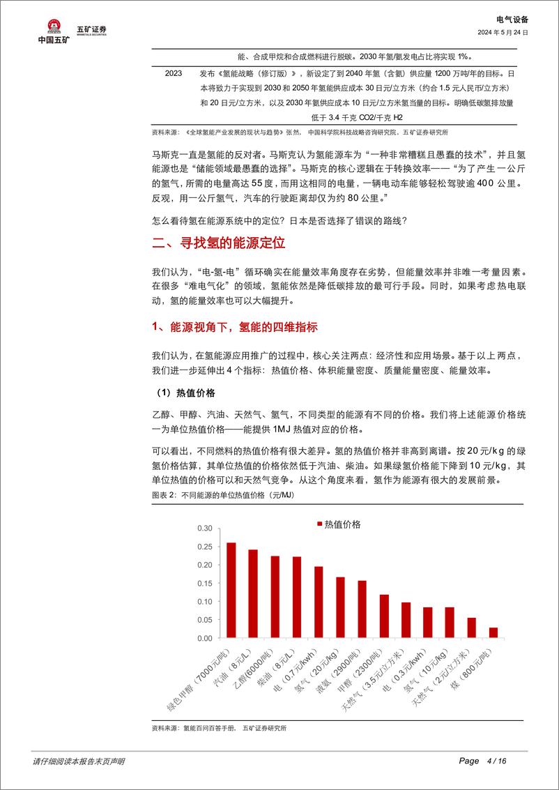 《五矿证券-电气设备行业跟踪：从日本和马斯克的分歧说起-寻找氢的能源定位》 - 第4页预览图