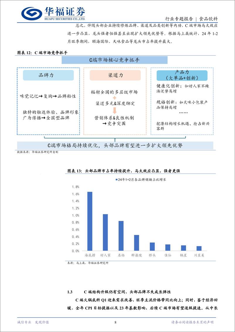 《食品饮料行业专题报告：短期波动不改C端升级扩容趋势，需求修复、格局优化提振龙头成长-240517-华福证券-12页》 - 第8页预览图