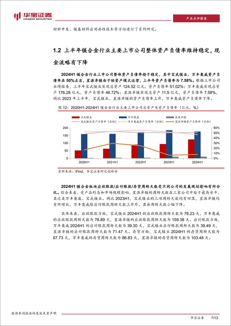 《有色金属行业镁合金板块上市公司2024H1业绩点评：上半年整体运行稳健，加强研发、开拓市场成为发展方向-240911-华宝证券-13页》 - 第7页预览图