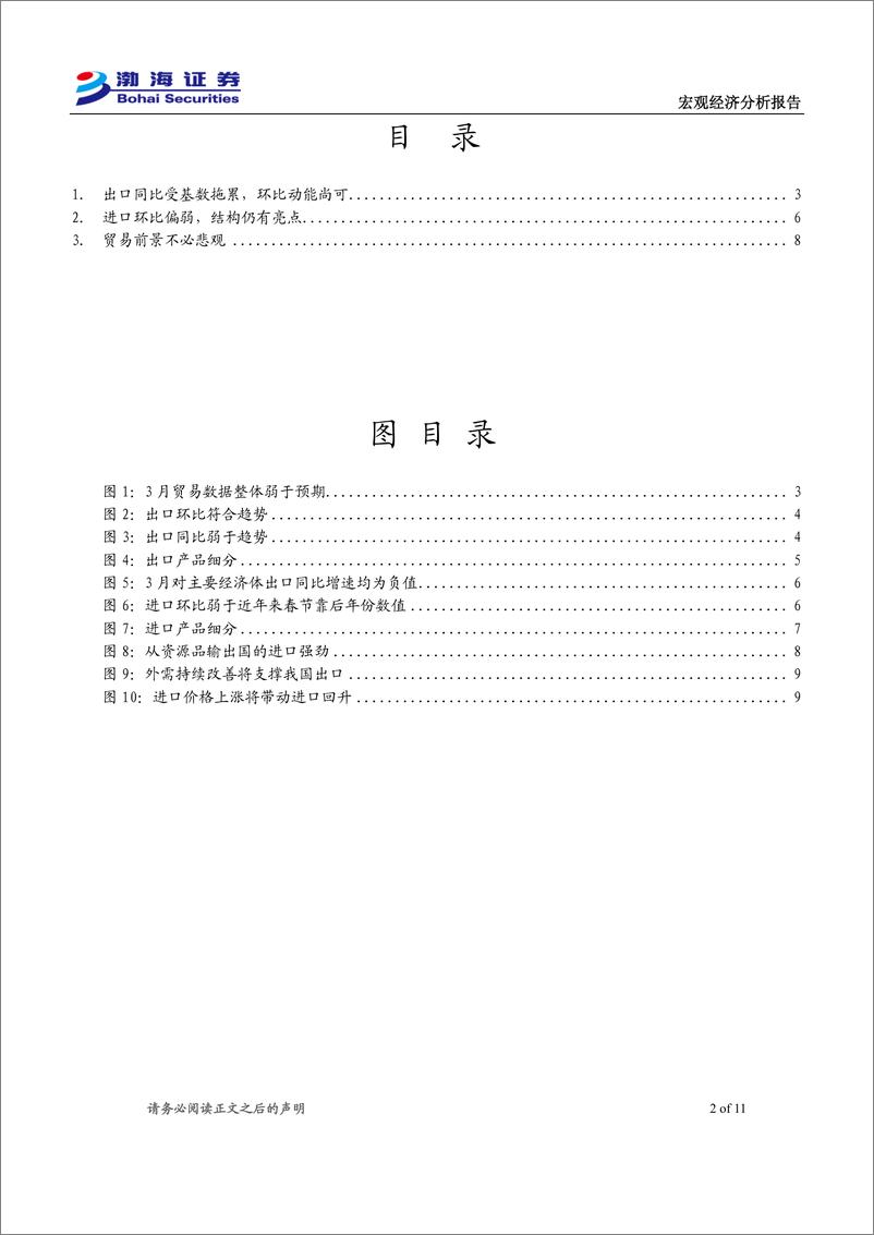 《2024年3月进出口数据点评：进出口当前弱于预期，二季度不必悲观-240416-渤海证券-11页》 - 第2页预览图