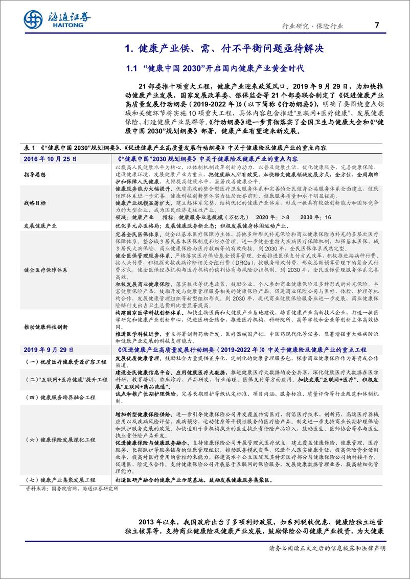 《保险行业·健康产业专题报告：健康中国序幕拉开，保险行业大有可为-20191023-海通证券-41页》 - 第8页预览图