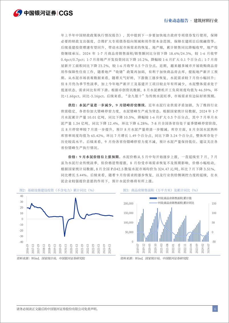 《建筑材料行业8月行业动态报告：业绩筑底，期待“金九银十”需求复苏-240907-银河证券-20页》 - 第6页预览图