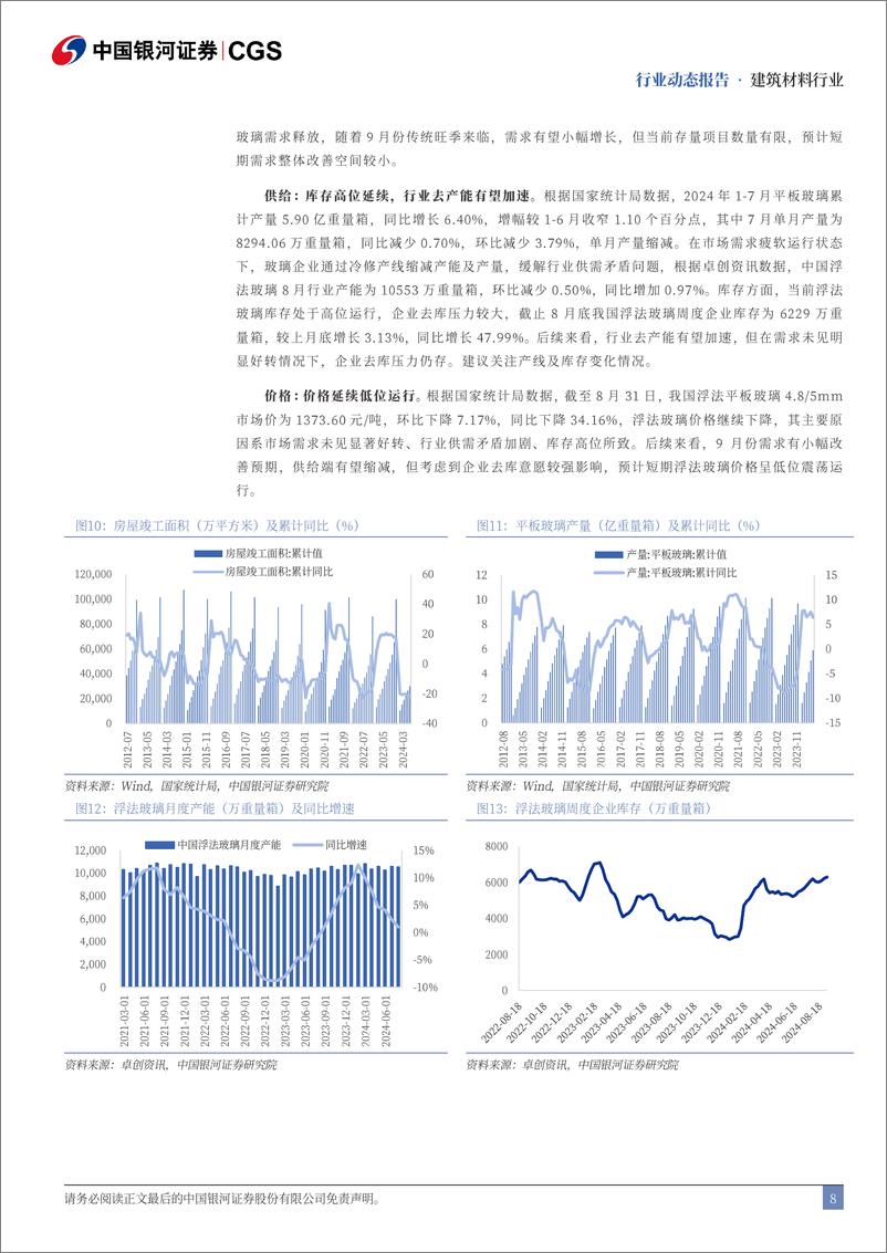 《建筑材料行业8月行业动态报告：业绩筑底，期待“金九银十”需求复苏-240907-银河证券-20页》 - 第8页预览图