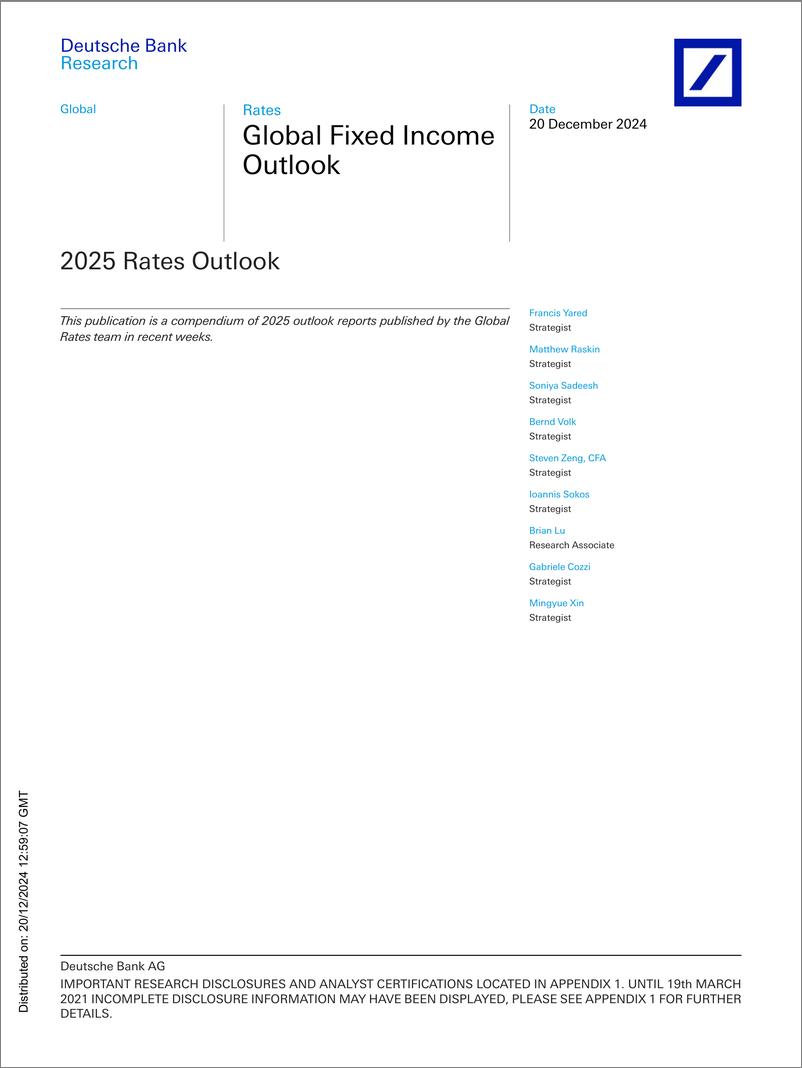 《Deutsche Bank-Global Fixed Income Outlook 2025 Rates Outlook-112313915》 - 第1页预览图