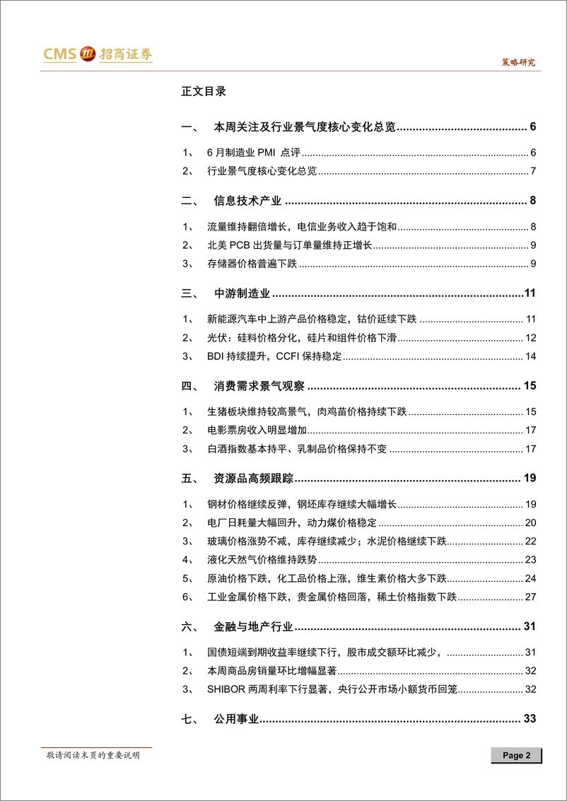 《行业景气观察：PMI下行压力依旧，基建审批投资规模扩张-20190703-招商证券-35页》 - 第3页预览图