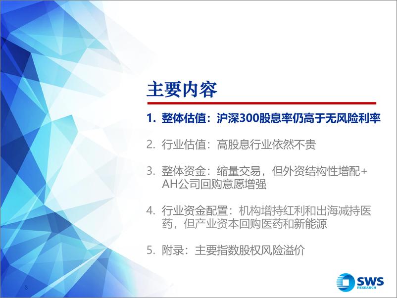 《2024年夏季行业比较策略之估值和资金篇：低估的A股资产吸引长期资金入市-240621-申万宏源-39页》 - 第3页预览图