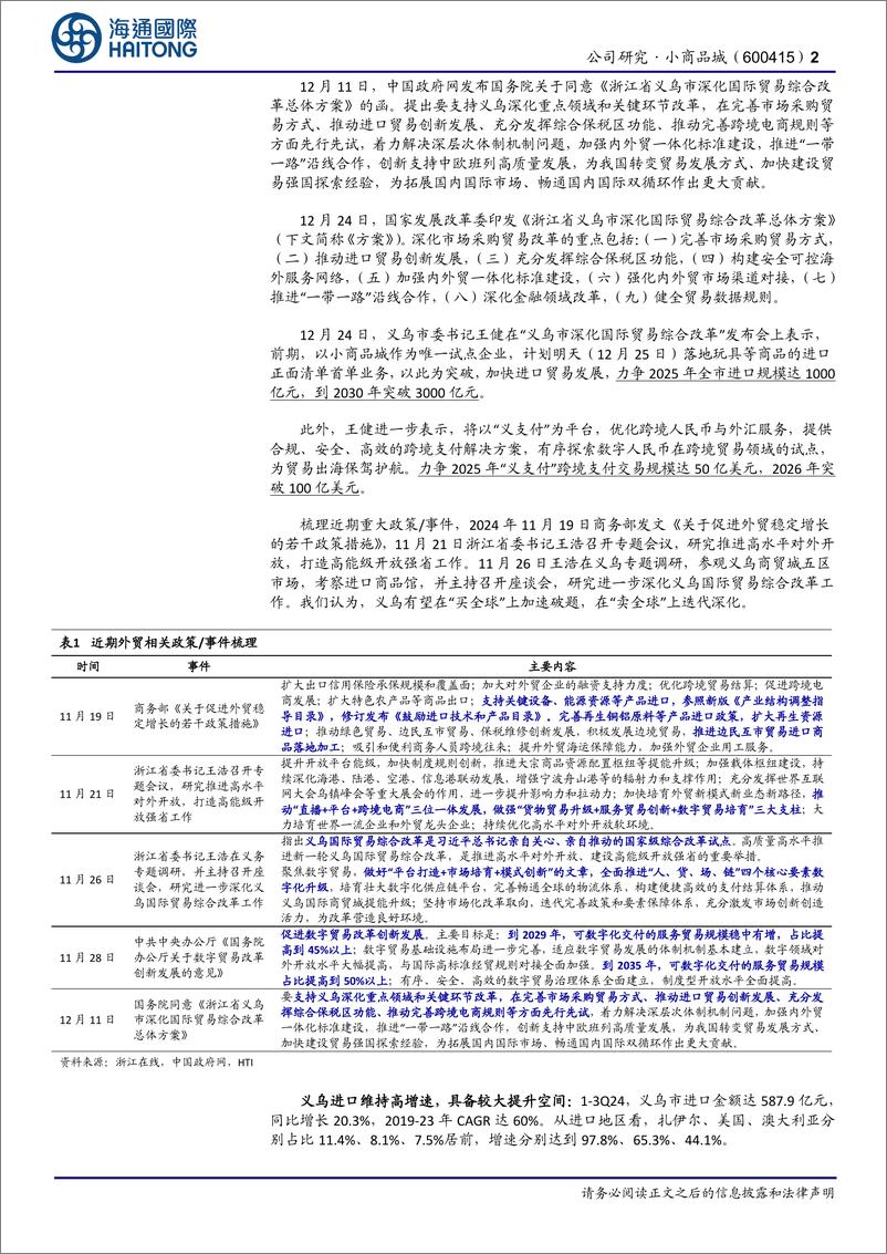 《小商品城(600415)公司跟踪报告：加码“买全球”，深化“卖全球”-241225-海通国际-16页》 - 第2页预览图