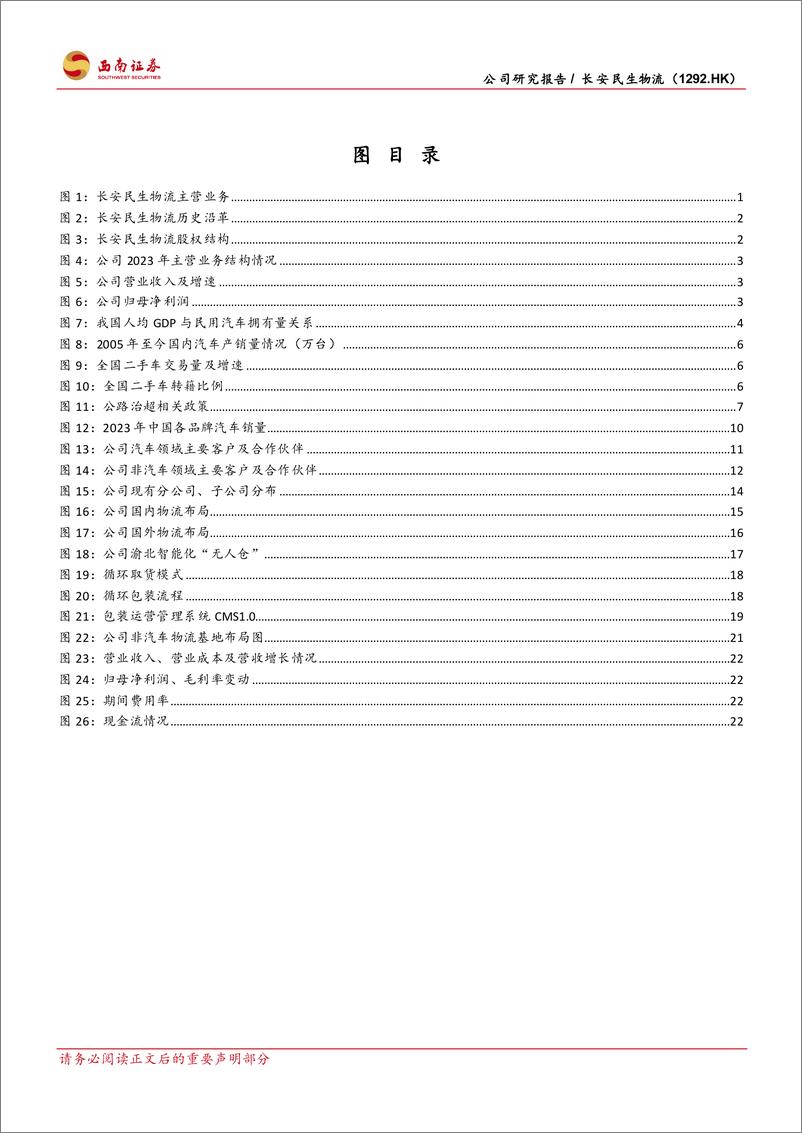 《长安民生物流(1292.HK)下游需求提升，汽车物流行业有望复苏-240509-西南证券-32页》 - 第3页预览图