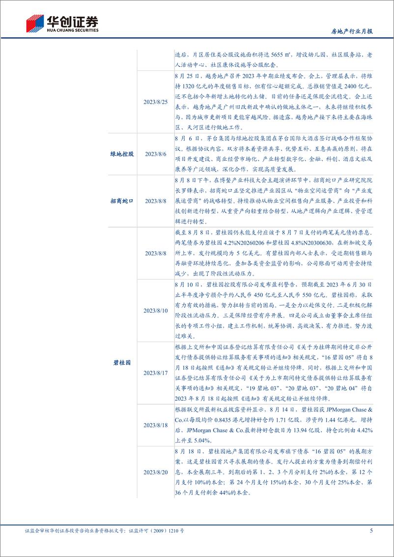 《房地产行业头部房企月报（8月）：销售低温延续，政策端发力复苏有望-20230920-华创证券-20页》 - 第6页预览图