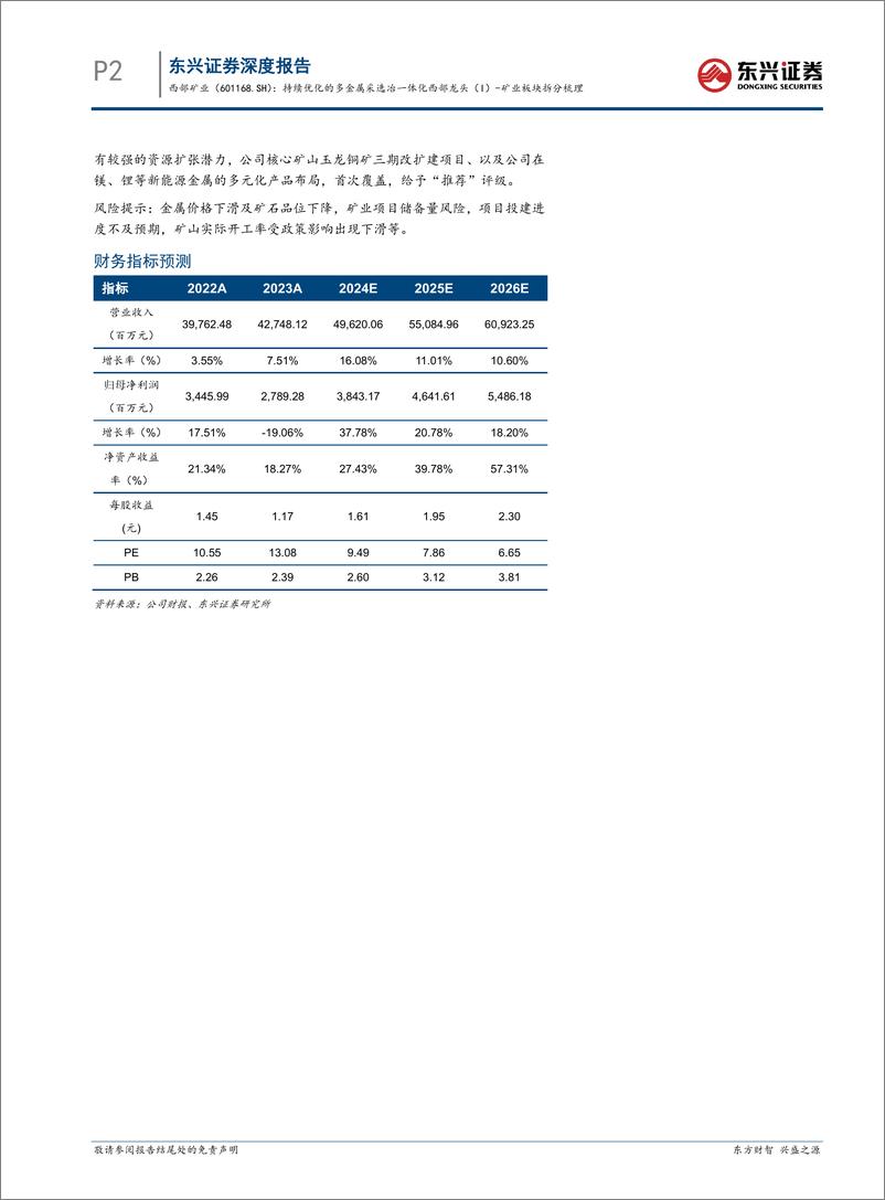 《西部矿业(601168)矿业板块拆分梳理：持续优化的多金属采选冶一体化西部龙头(I)-241112-东兴证券-23页》 - 第2页预览图