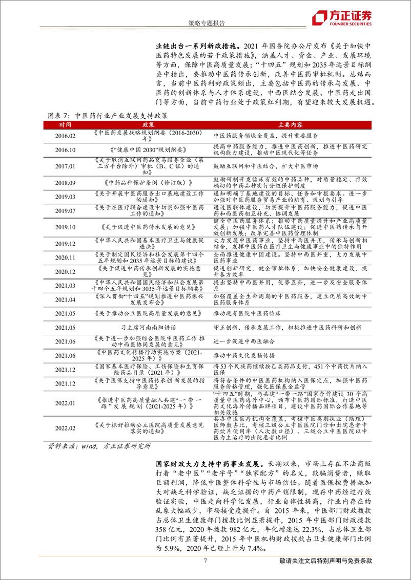 《策略专题报告：中证中药指数投资价值分析，传承国药精粹，守正创新发展-20220710-方正证券-17页》 - 第8页预览图