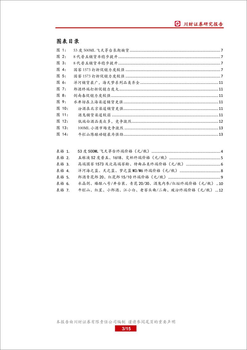 《食品饮料行业白酒线下调研数据分析专题：高端茅五泸景气度最高，低端牛栏山动销强劲-20190918-川财证券-15页》 - 第4页预览图