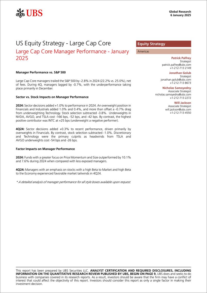 《UBS Equities-US Equity Strategy - Large Cap Core _Large Cap Core Manager ...-112642850》 - 第1页预览图