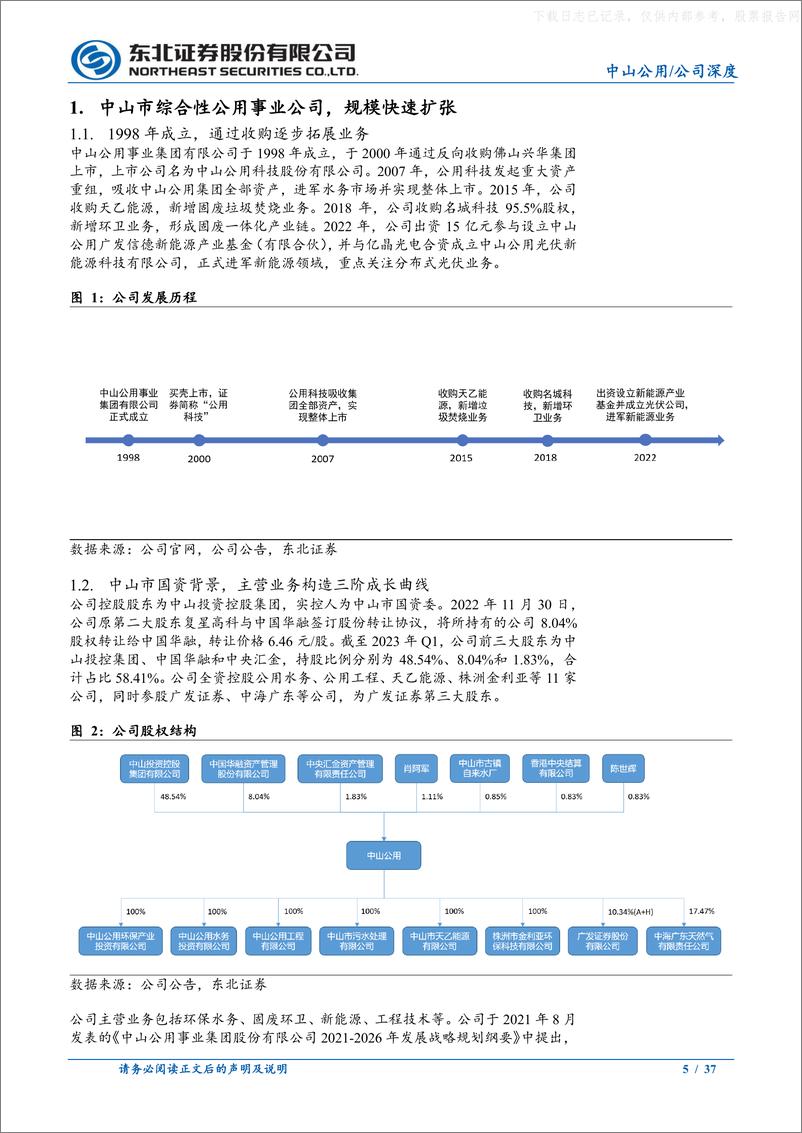 《东北证券-中山公用(000685)成长型公用标的，三阶成长曲线前景可期-230527》 - 第5页预览图