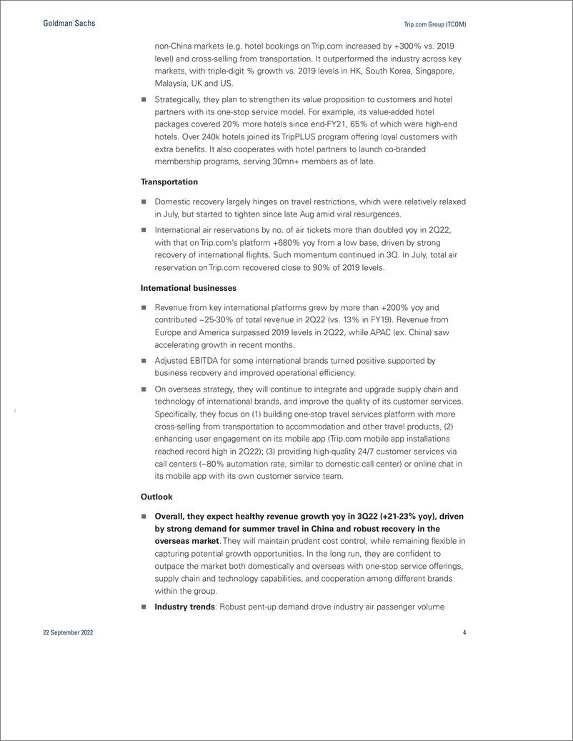 《Trip.com Group (TCOM Earnings Revie 2Q22 results above expectation on overseas recovery and cost controls. Healthy 3Q gui...(1)》 - 第5页预览图