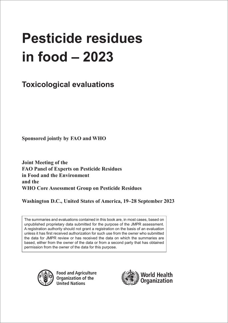 《2023年食品中的农药残留报告-评估第2部分-毒理学_英文版_》 - 第3页预览图