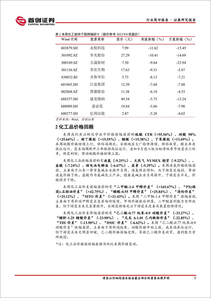 《基础化工行业简评报告：硫酸价格持续上行，兴发集团20万吨年磷酸铁项目（一期）投产-20230912-首创证券-17页》 - 第5页预览图