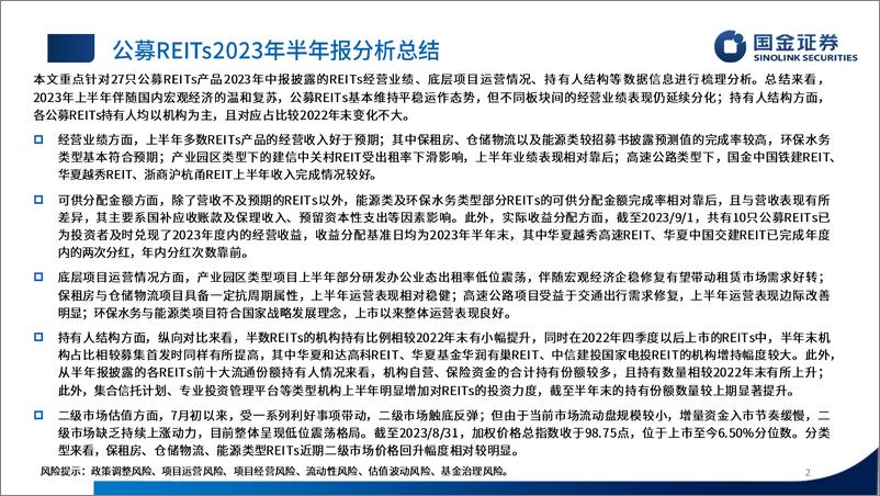 《公募基础设施REITs 2023半年报分析：业绩分化延续，园区仓储机构占比提升-20230905-国金证券-16页》 - 第3页预览图