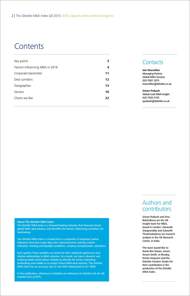 《2015年第四季德勤全球并购指数——2016年 差异中见机遇-en-160121》 - 第2页预览图