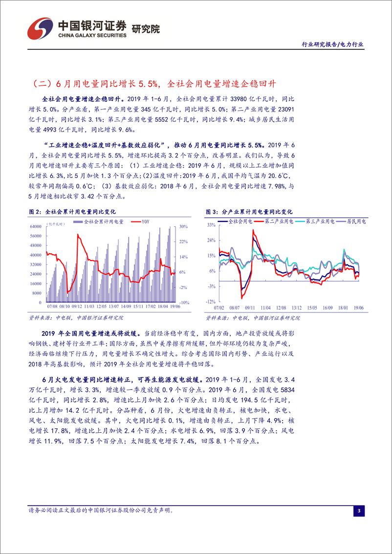 《电力行业7月行业洞察报告：全社会用电量增速企稳回升，海上风电蓬勃向上-20190730-银河证券-25页》 - 第5页预览图