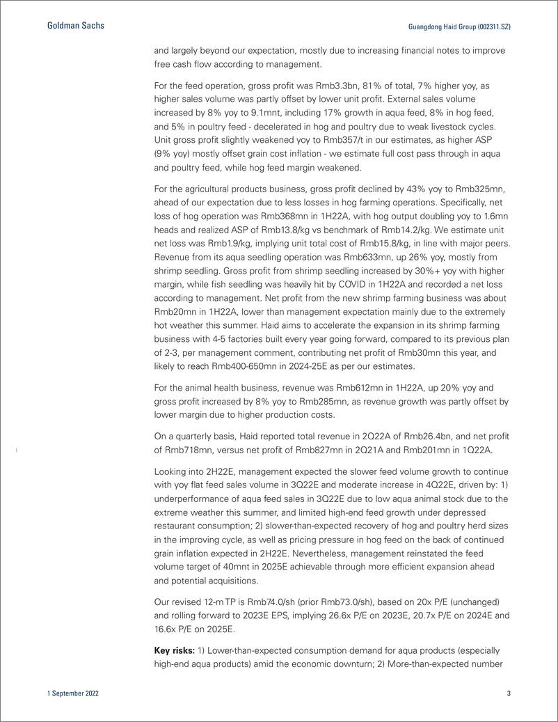 《Guangdong Haid Group (002311.SZ Earnings Revie 1H22A ahead on hog operations, stable unit profit on feed; Maintain Buy(1)》 - 第4页预览图