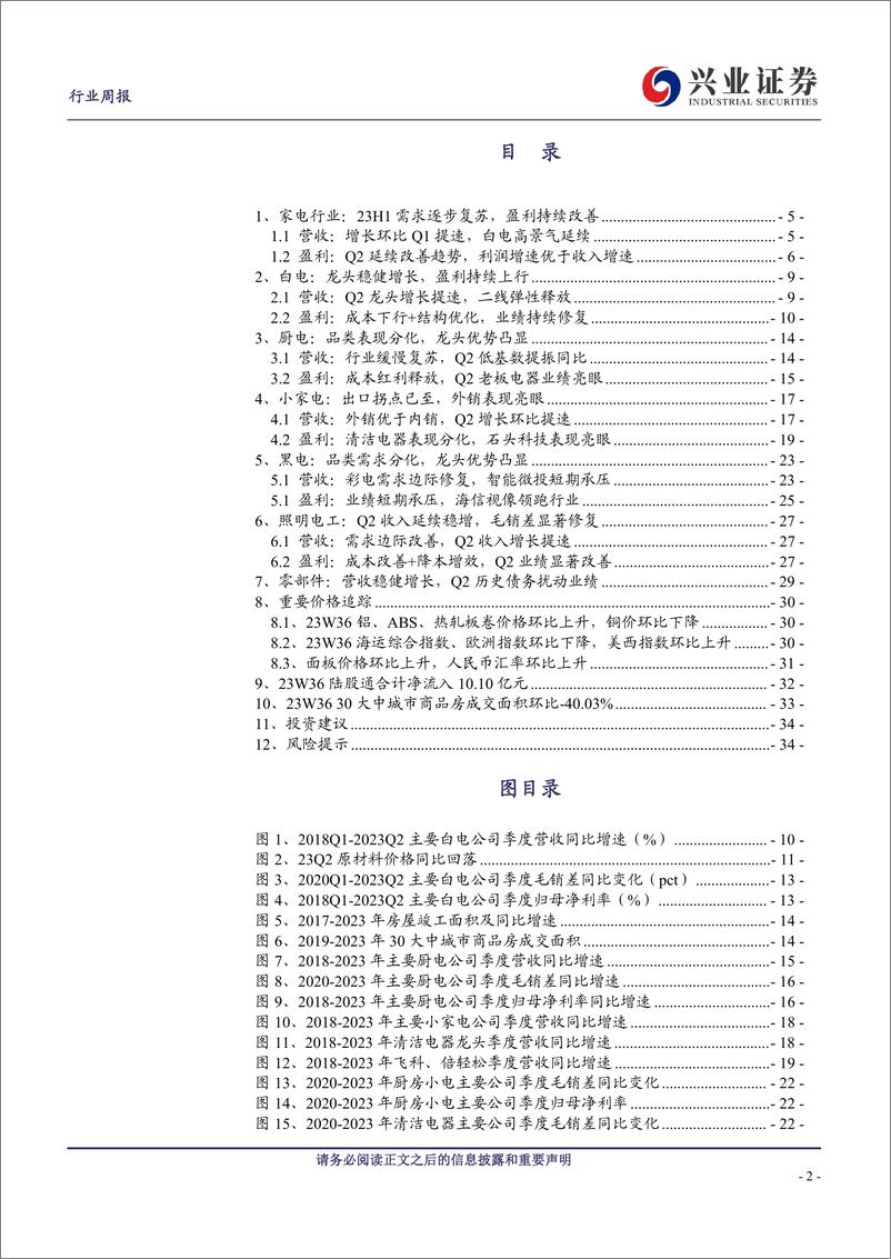 《家用电器行业2023年中报总结：需求复苏，动能释放-20230910-兴业证券-35页》 - 第3页预览图