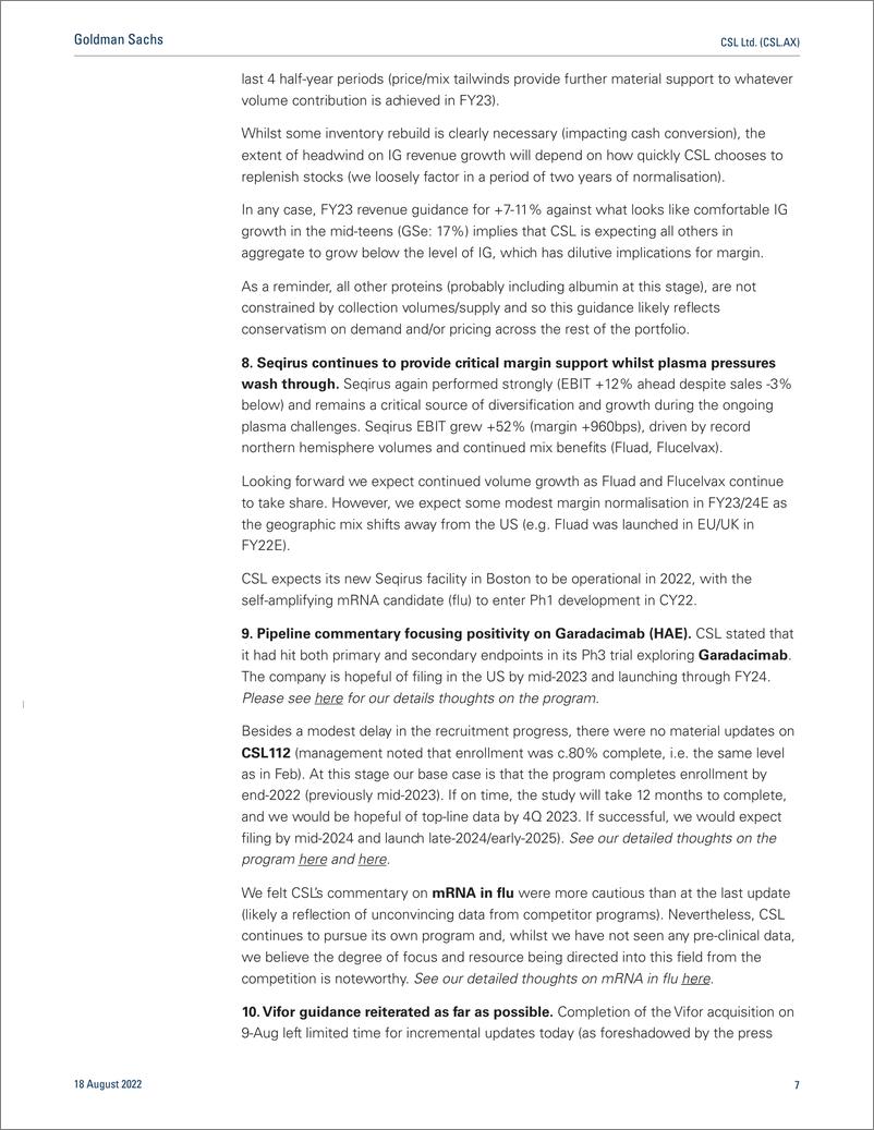 《CSL Ltd. (CSL.AX Volume recovery underway but margiROIC uncertainties keep us on the sidelines; Neutral(1)》 - 第8页预览图