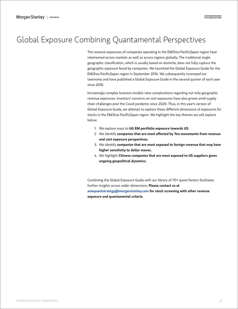 《Morgan Stanley-Asia Quantitative Strategy Global Exposure Guide 2024 – EM...-108993603》 - 第5页预览图