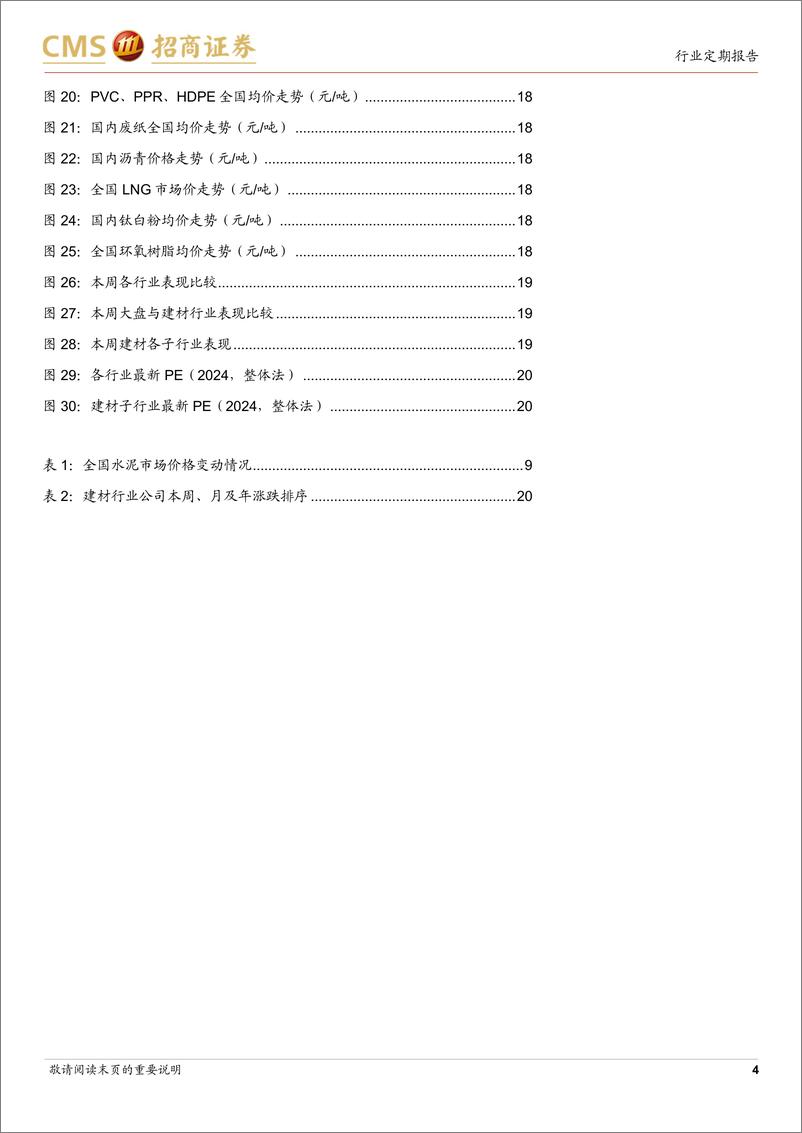 《建材行业定期报告：步入“金九银十”传统旺季，期待建材需求底部改善-240909-招商证券-26页》 - 第3页预览图