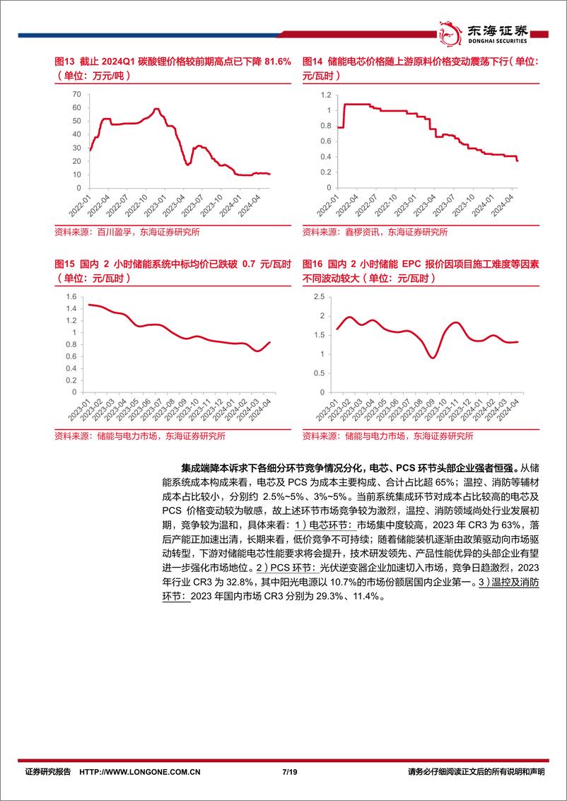 《储能行业2023年报及2024一季报综述：利端短期承压，量端远期无虞-240604-东海证券-19页》 - 第7页预览图