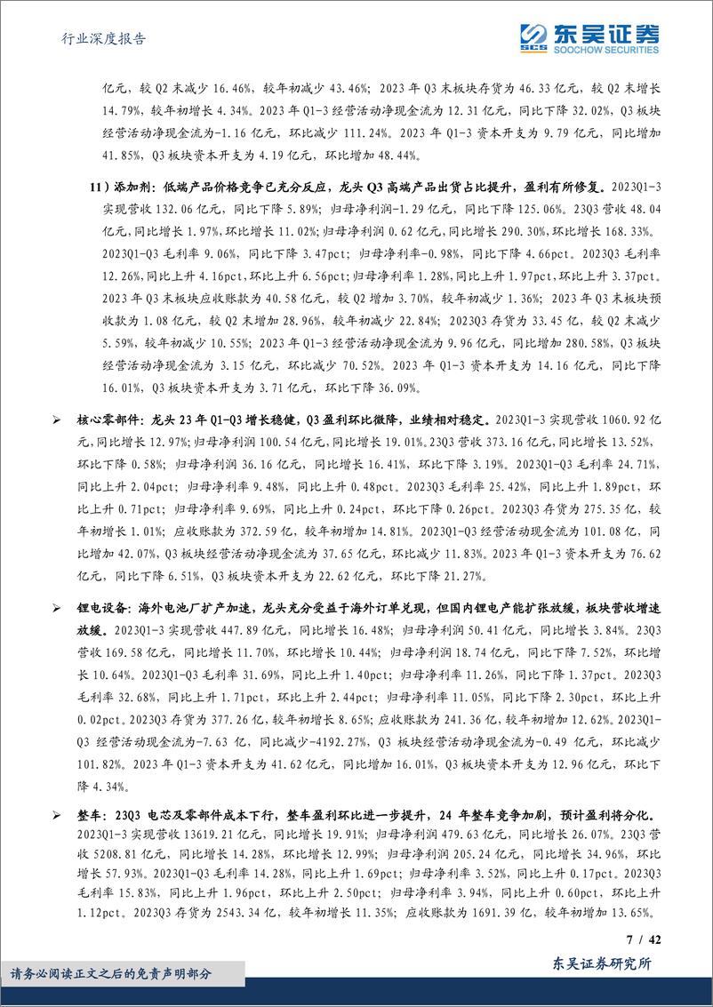 《电力设备行业深度报告：电动车2023年三季报总结，中游盈利逐步筑底，资本开支缩减-20231103-东吴证券-42页》 - 第8页预览图