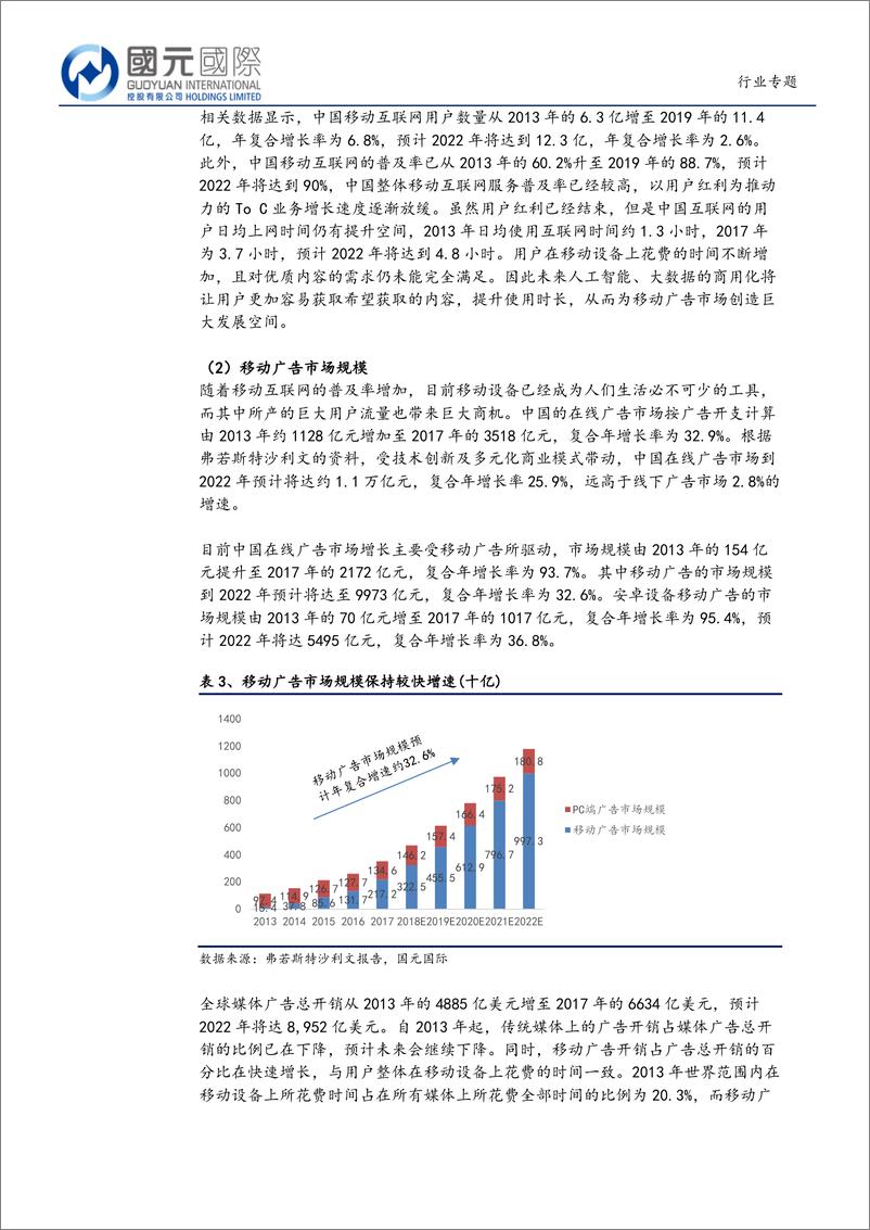 《移动互联网广告行业：流量高增长提升市场空间，精准推送成就一流企业-20190520-国元国际-18页》 - 第5页预览图