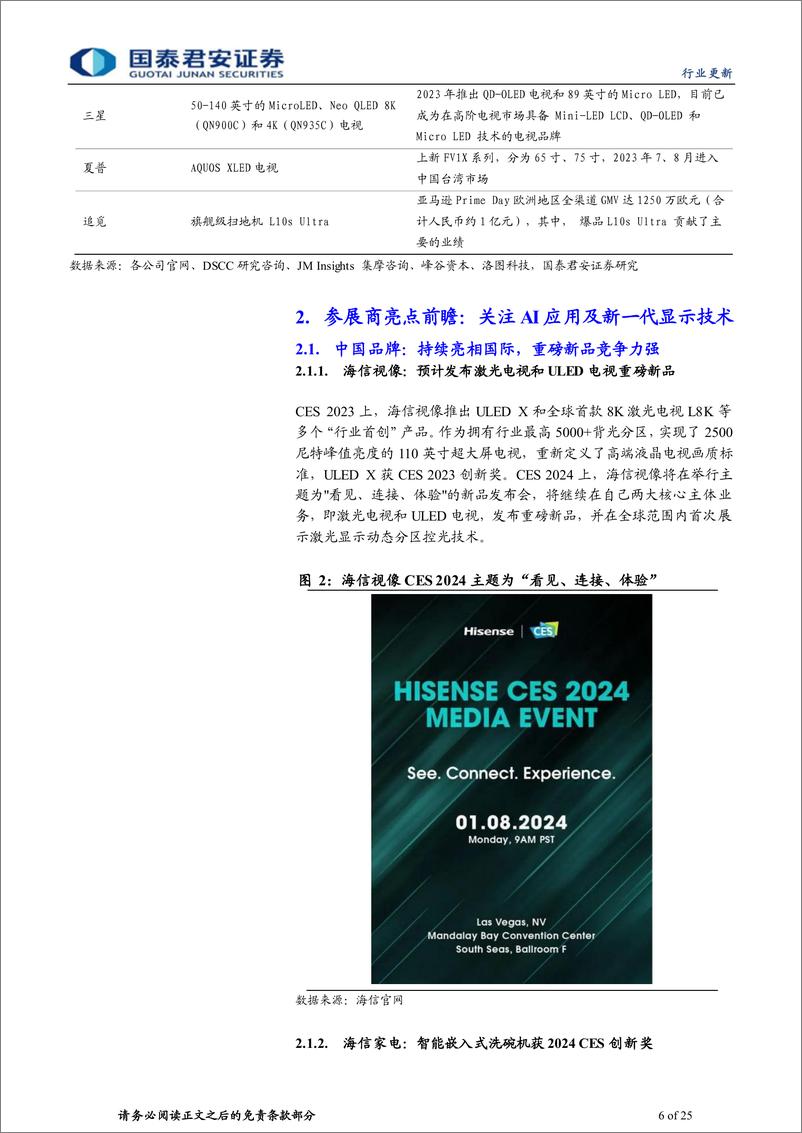 《家用电器业行业更新：CES2024家电品牌参展前瞻-消费电子“春晚”，展品上市即标杆》 - 第6页预览图