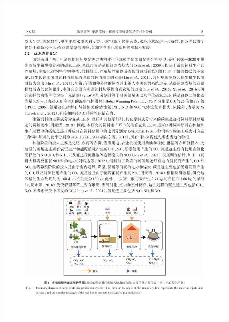 《巢湖流域生猪规模养殖碳氮足迹时空分析_朱慧敏》 - 第3页预览图