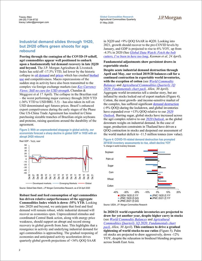 《J.P. 摩根-全球-农业行业-农业商品季报：上半年需要下滑，下半年有反弹机会-2020.5.1-21页》 - 第3页预览图