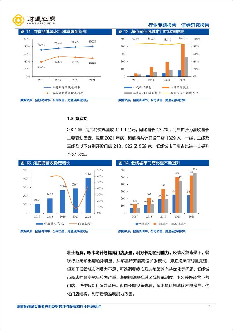 《餐饮板块年报&一季报总结及2022年弹性测试：板块处于估值底部，头部品牌经营持续改善-20220507-财通证券-20页》 - 第8页预览图