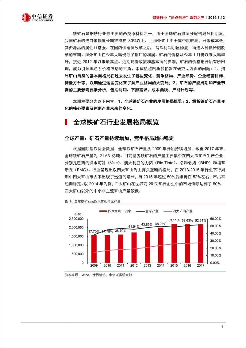 《钢铁行业“热点剖析”系列之三：铁矿石行业全景展示和价格要素分析-20190812-中信证券-11页》 - 第4页预览图