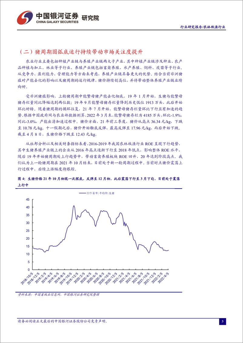 《农林牧渔行业4月行业动态报告：猪价或现圆弧底走势，涨速影响产能去化-20220425-银河证券-24页》 - 第5页预览图