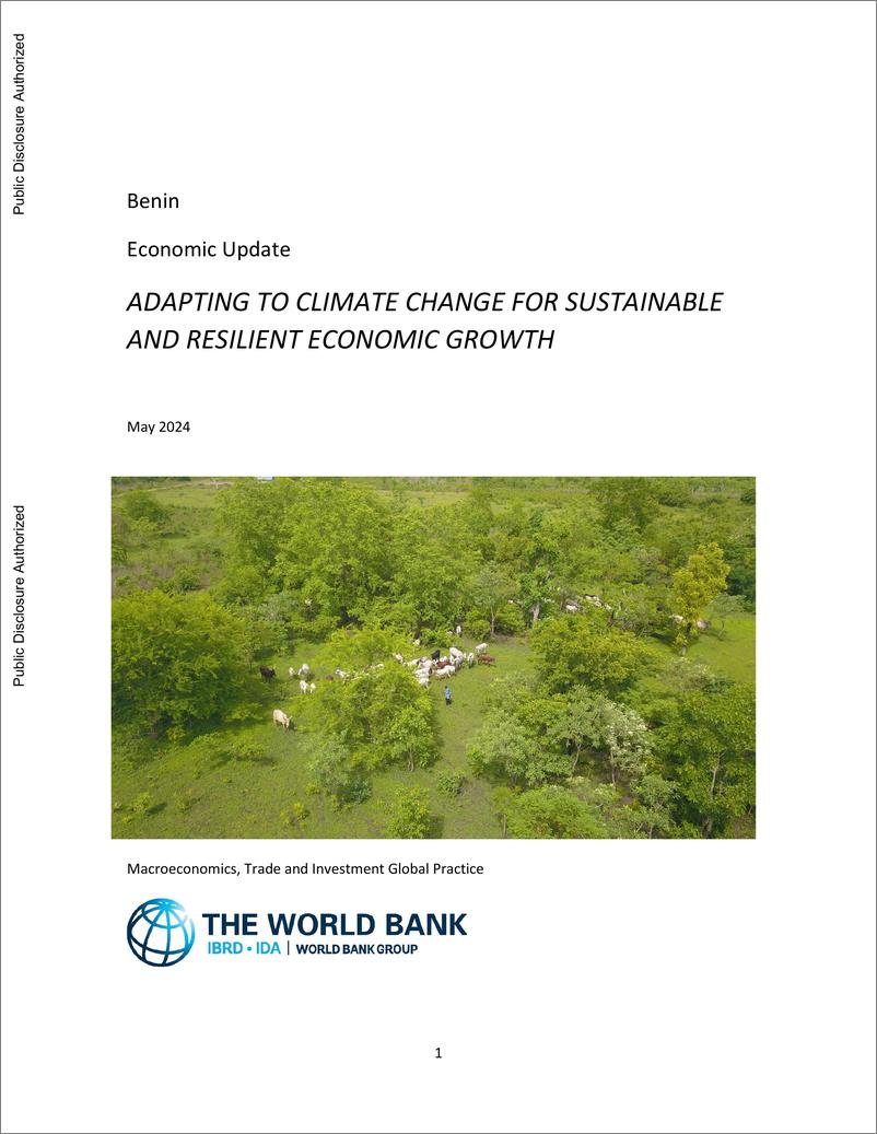 《世界银行-贝宁经济最新消息：适应气候变化实现可持续和有韧性的经济增长（英）-2024-52页》 - 第1页预览图