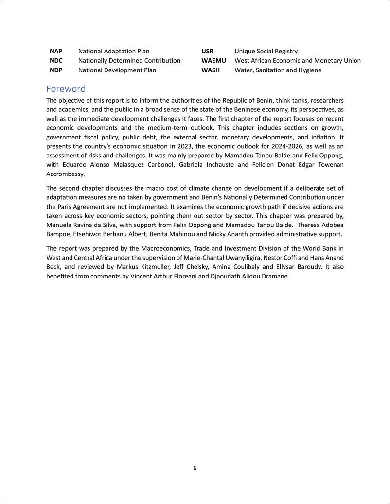 《世界银行-贝宁经济最新消息：适应气候变化实现可持续和有韧性的经济增长（英）-2024-52页》 - 第6页预览图