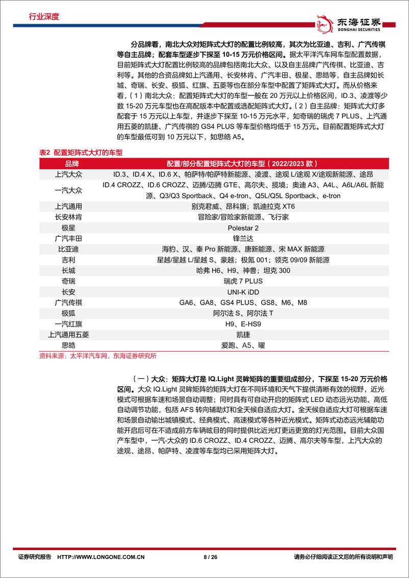 《汽车行业深度报告：车灯智能化升级，贯穿灯、氛围灯率先突破》 - 第8页预览图