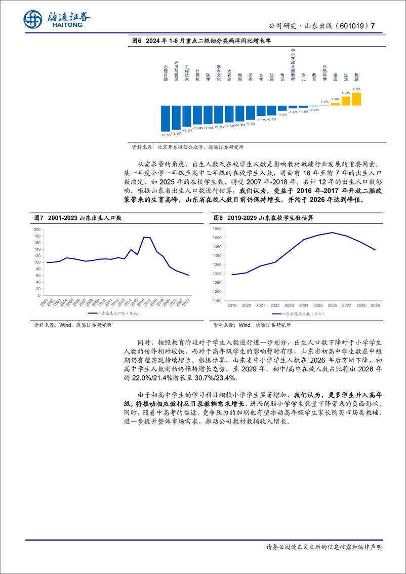 《山东出版(601019)公司研究报告：立足山东打造教材教辅品牌，高分红回馈投资者-241125-海通证券-14页》 - 第7页预览图