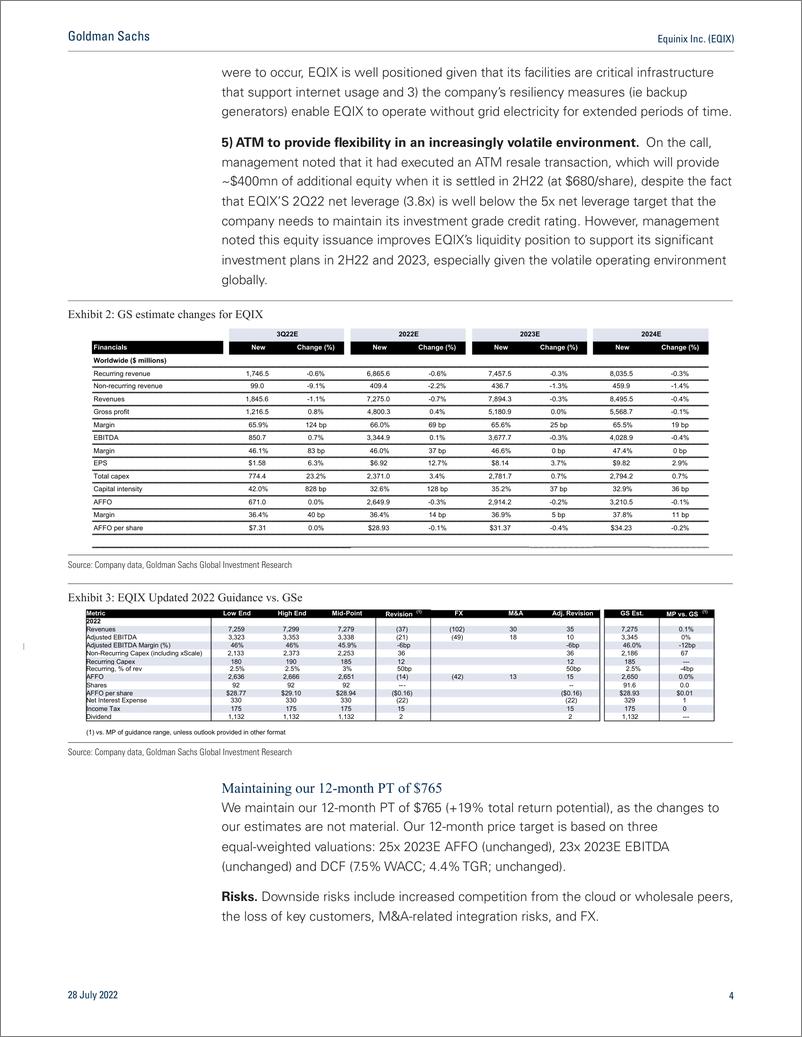 《Equinix Inc. (EQIX 2Q22 Revie Solid results and increased core 2022 guidance; maintain Buy and $765 PT(1)》 - 第5页预览图