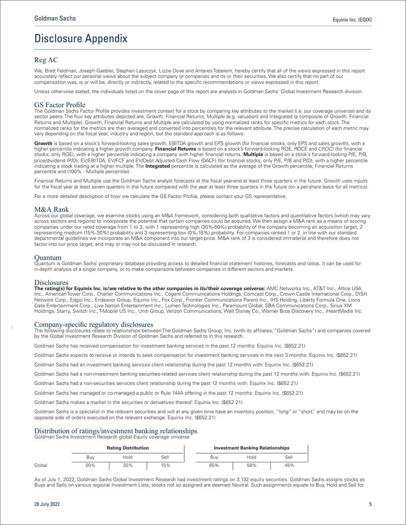 《Equinix Inc. (EQIX 2Q22 Revie Solid results and increased core 2022 guidance; maintain Buy and $765 PT(1)》 - 第6页预览图