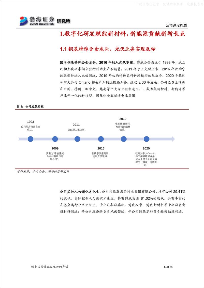 《渤海证券-博威合金(601137)深度报告：合金+光伏双驱动，产能释放业绩可期-230629》 - 第8页预览图