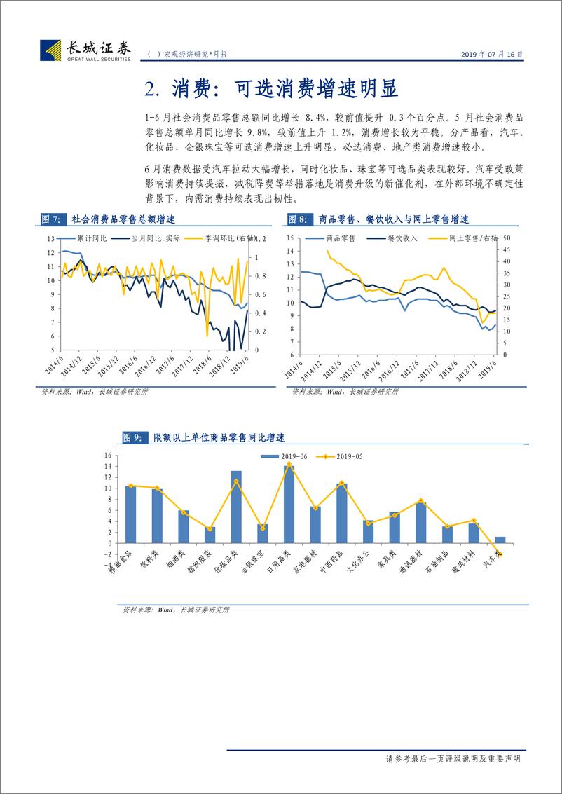 《6月经济数据点评：6月数据超预期，二季度经济稳中趋缓-20190716-长城证券-12页》 - 第8页预览图