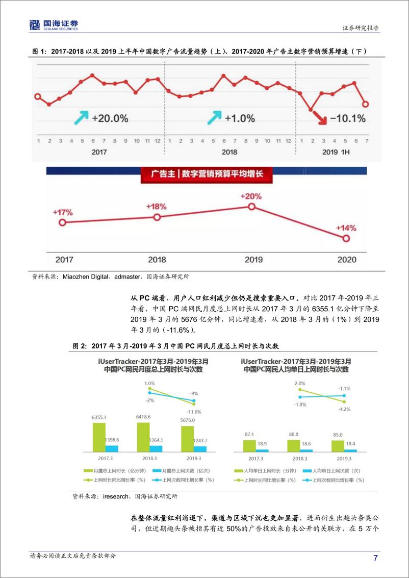 《传媒行业深度报告：2020中国数字营销增速放缓至14％，看视频与互联网服务端增长-20191219-国海证券-33页》 - 第8页预览图